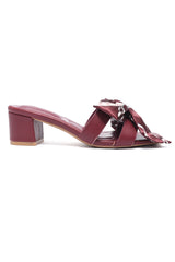 KNOT MID HEEL-MAROON