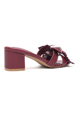 KNOT MID HEEL-MAROON