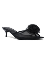 LUNA PETAL KITTEN HEEL-BLACK