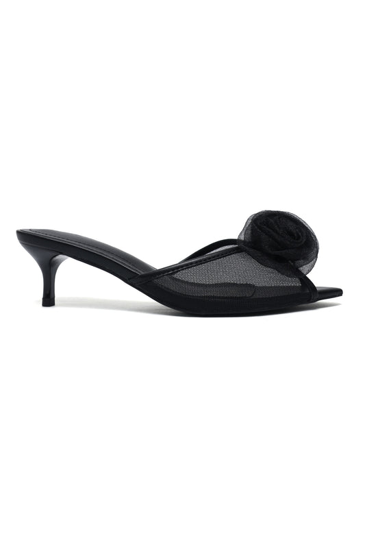 LUNA PETAL KITTEN HEEL-BLACK