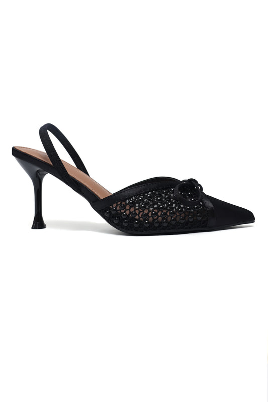 PEARL SOCIETY SLINGBACK HEEL-BLACK