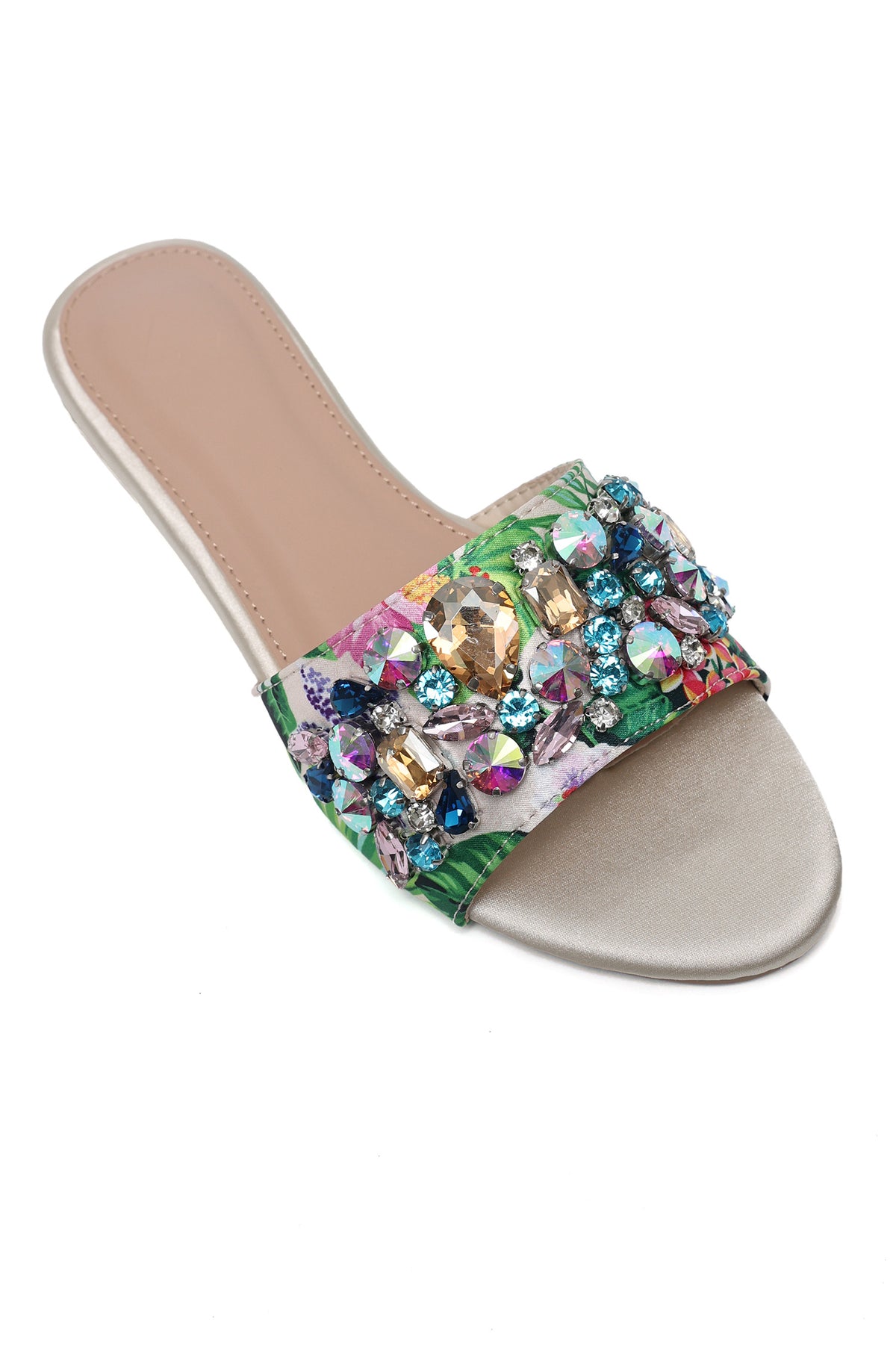 JEWEL BLOOM SIGNATURE SLIDE-BEIGE