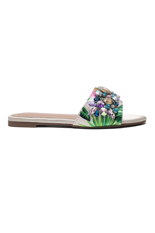 JEWEL BLOOM SIGNATURE SLIDE-BEIGE