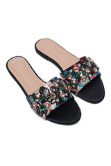 JEWEL BLOOM SIGNATURE SLIDE-BLACK