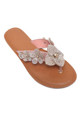 PREMIUM PETAL CLUSTER SLIDE-CHAMPAGNE