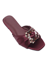 GEM SATIN SLIDE-MAROON