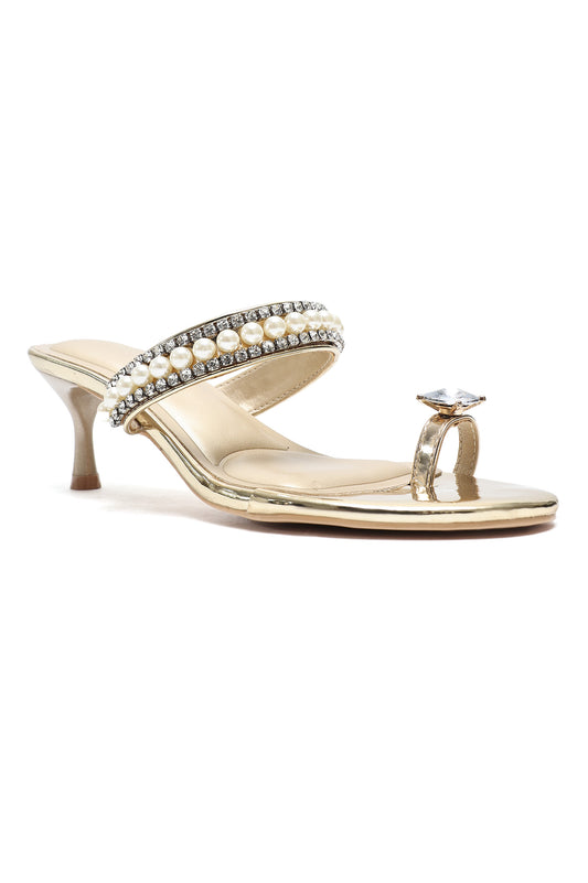 PEARL MAJESTY HEELS-GOLD