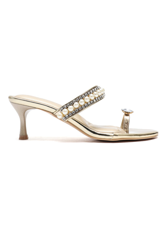 PEARL MAJESTY HEELS-GOLD