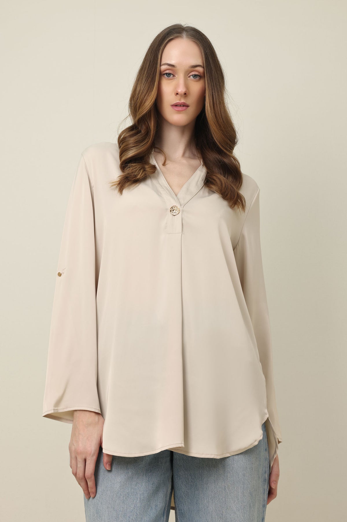 GRACE FLOW SHIRT-BEIGE