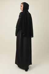 CLASSIC WIDE CUFF EMBROIDERED ABAYA-BLACK