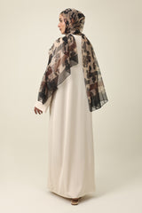 CLASSIC WIDE CUFF EMBROIDERED ABAYA-BEIGE