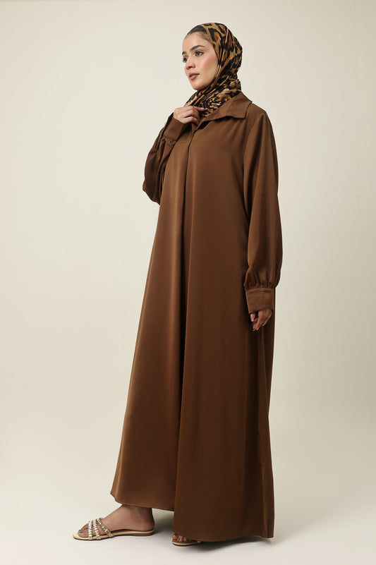FLOWING MODEST ABAYA-BROWN