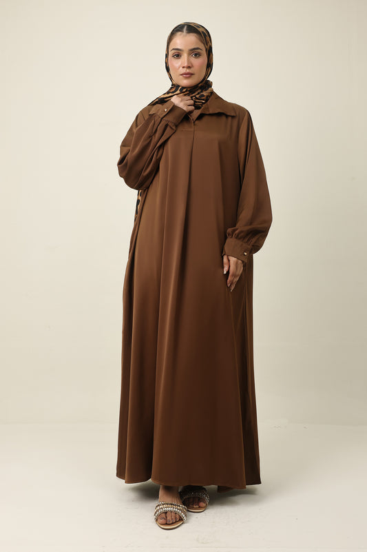 FLOWING MODEST ABAYA-BROWN