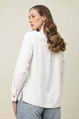 CLASSIC BUTTON POISE SHIRT-WHITE