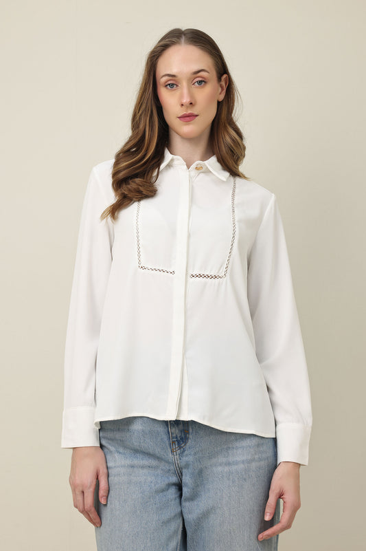 CLASSIC BUTTON POISE SHIRT-WHITE