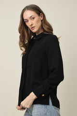CLASSIC BUTTON POISE SHIRT-BLACK