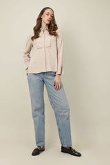 CLASSIC BUTTON POISE SHIRT-BEIGE
