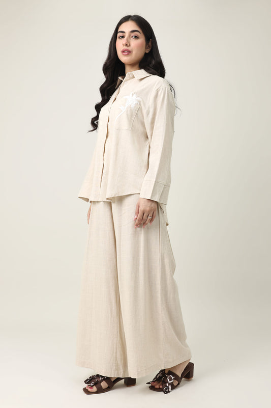 PALM SOFT WIDE CO_ORD-BEIGE