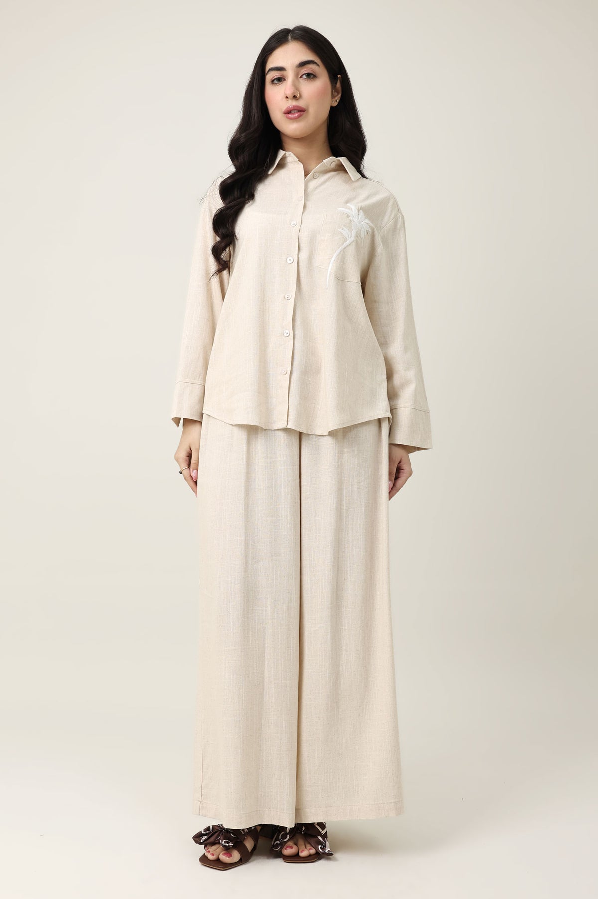 PALM SOFT WIDE CO_ORD-BEIGE