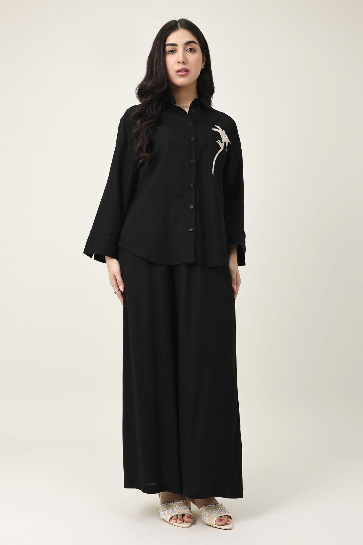 PALM SOFT WIDE CO_ORD-BLACK