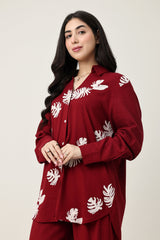 MONSOON LEAF CO-ORD-BURGUNDY