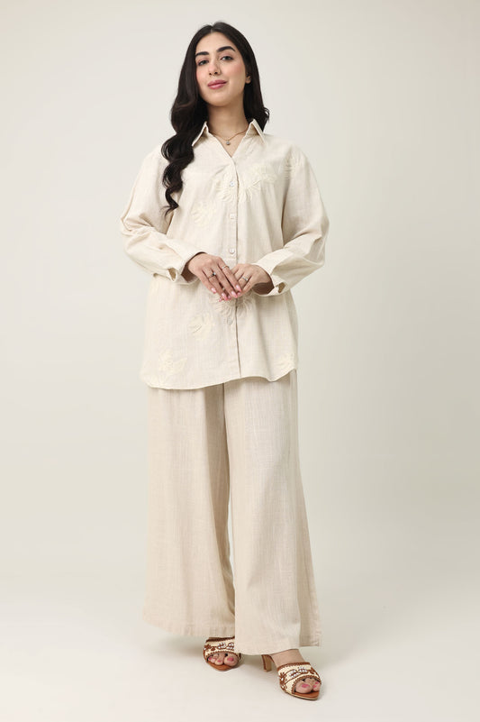 MONSOON LEAF CO-ORD-BEIGE