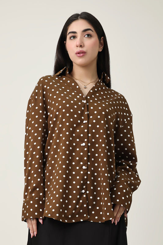 MIDNIGHT CLASSIC LOOSE SHIRT-COFFEE