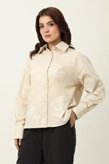 NATURE INSPIRED EMBRIODERD SHIRT-BEIGE