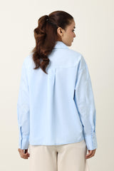 NATURE INSPIRED EMBRIODERD SHIRT-BLUE