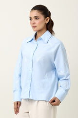 NATURE INSPIRED EMBRIODERD SHIRT-BLUE