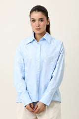NATURE INSPIRED EMBRIODERD SHIRT-BLUE