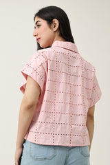 BREEZE EYELET SHIRT-PINK