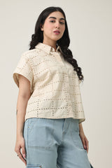BREEZE EYELET SHIRT-BEIGE