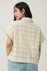 BREEZE EYELET SHIRT-BEIGE