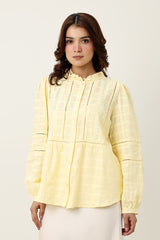 RUFFLE COLLAR SHIRT-YELLOW