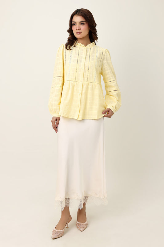 RUFFLE COLLAR SHIRT-YELLOW