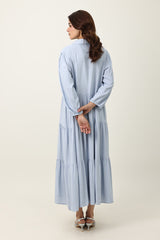 FLOW TIER DRESS-BLUE