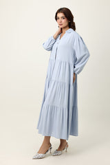 FLOW TIER DRESS-BLUE