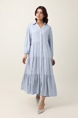 FLOW TIER DRESS-BLUE