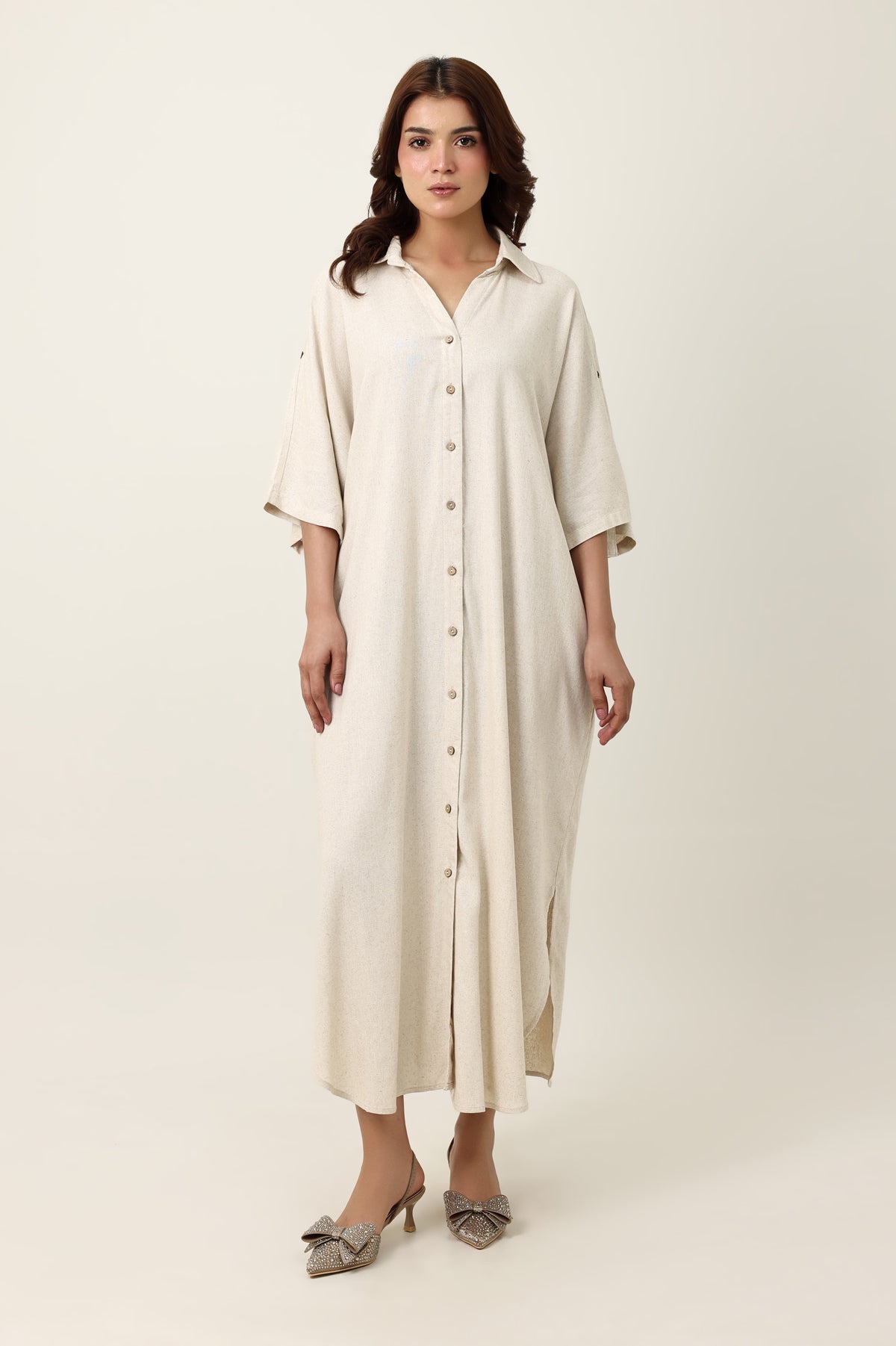 CONTEMPORARY LOOSE FIT DRESS-BEIGE