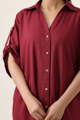 CONTEMPORARY LOOSE FIT DRESS-BURGUNDY