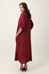 CONTEMPORARY LOOSE FIT DRESS-BURGUNDY
