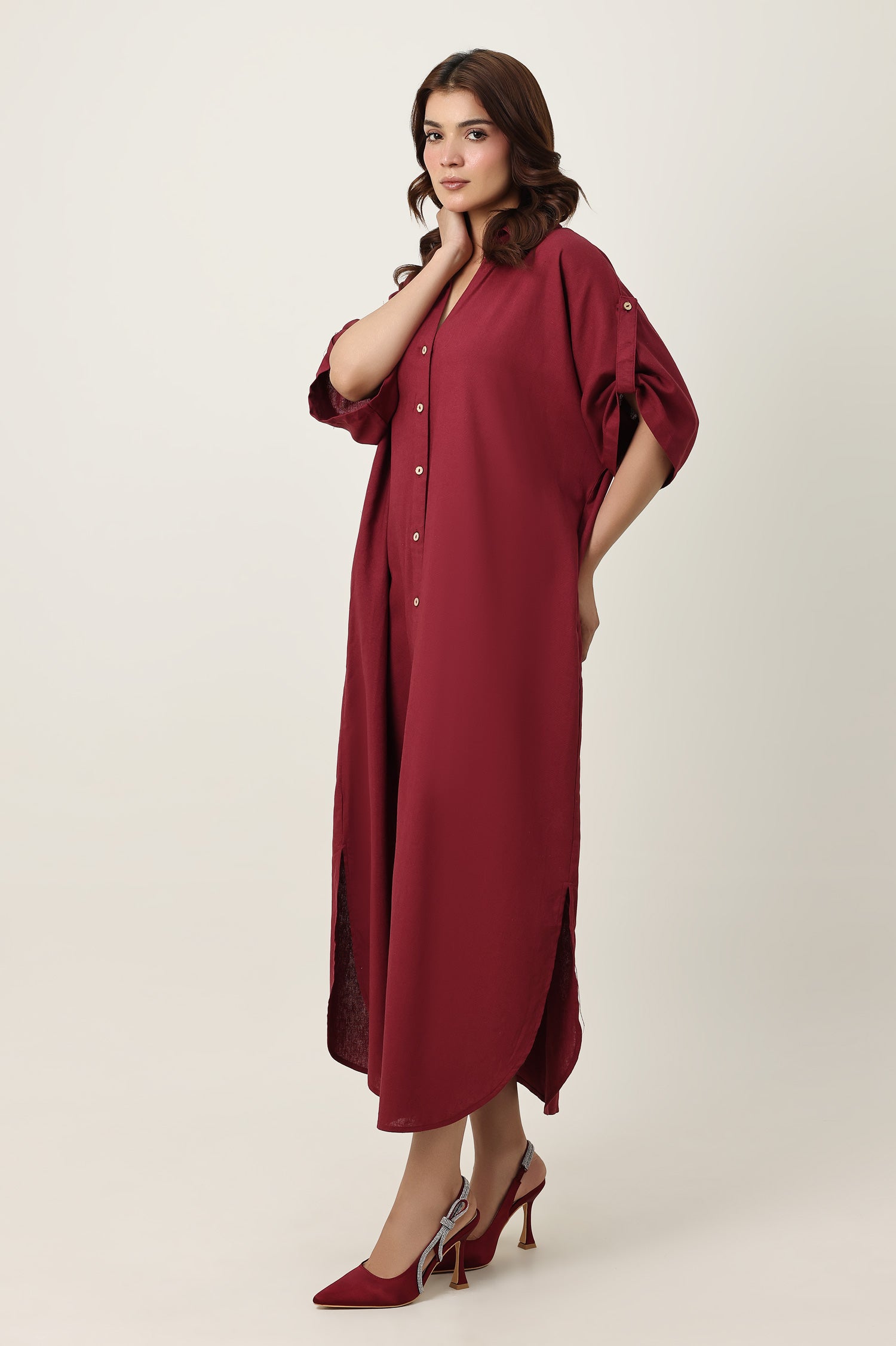 CONTEMPORARY LOOSE FIT DRESS-BURGUNDY – Almas