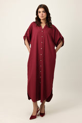 CONTEMPORARY LOOSE FIT DRESS-BURGUNDY