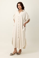 CONTEMPORARY LOOSE FIT DRESS-BEIGE