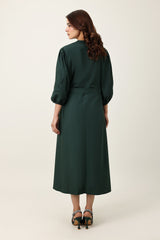 BELTED MIDI DRESS-GREEN