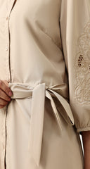 BELTED MIDI DRESS-BEIGE