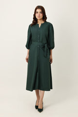 BELTED MIDI DRESS-GREEN