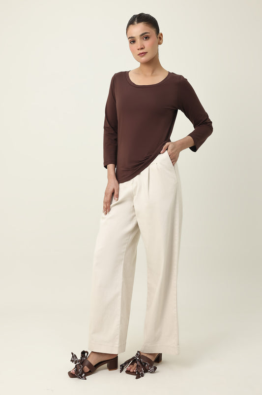 EASY CLEAN CUT WIDE BOTTOM-BEIGE
