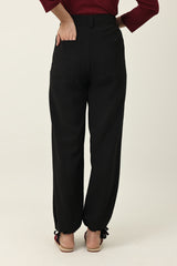EASY FIT TIE HEM BOTTOM-BLACK